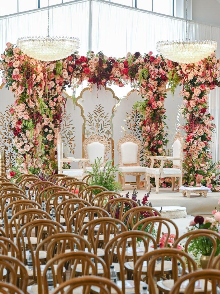 Floral mandap decoration for wedding ceremony